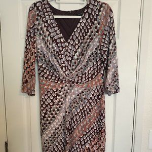 David Meister long-sleeve patterned dress, professional, size 12